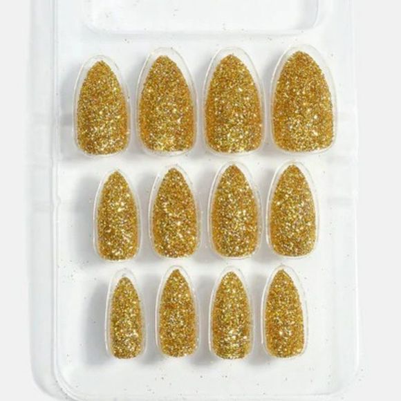 Glittery Almond Shaped Press On Nails - Picture 4 of 5